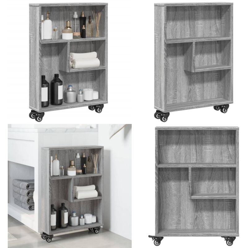 vidaXL Chariot de rangement étroit sonoma gris bois d'ingénierie