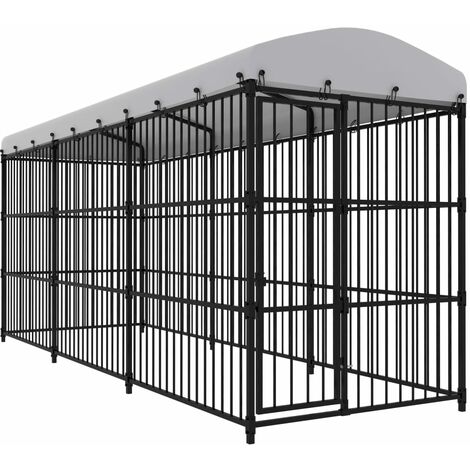 vidaXL Chenil d'extérieur avec toit pour chiens 450x150x210 cm