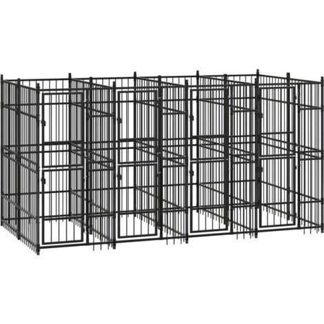 vidaXL Chenil d'extérieur pour chiens Acier 7,37 m²