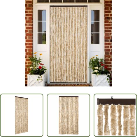vidaXL Chenilla -  Cortina antimoscas chenilla beige 100x200 cm