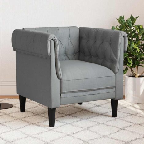 vidaXL Chesterfield Sessel hellgrau Stoff
