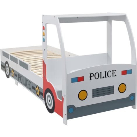 vidaXL Children's Police Car Bed with Desk 90x200 cm - Multicolour