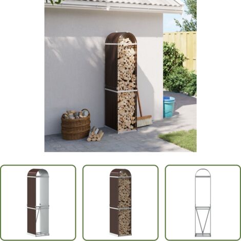 vidaXL Chimenea -  Leñero de acero galvanizado marrón 40x45x170 cm