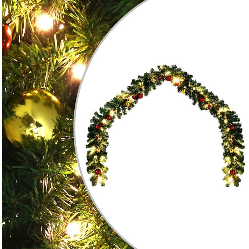 Christmas Garland Decorated With Baubles And Led Lights 20 M Vidaxl