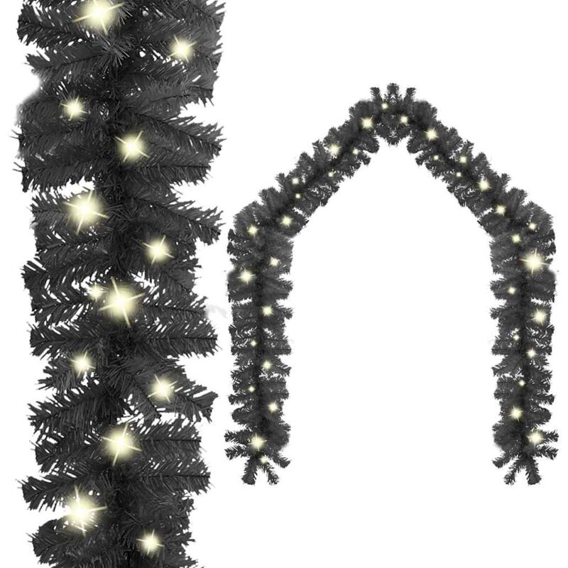 Christmas Garland With Led Lights 20 M Black Vidaxl