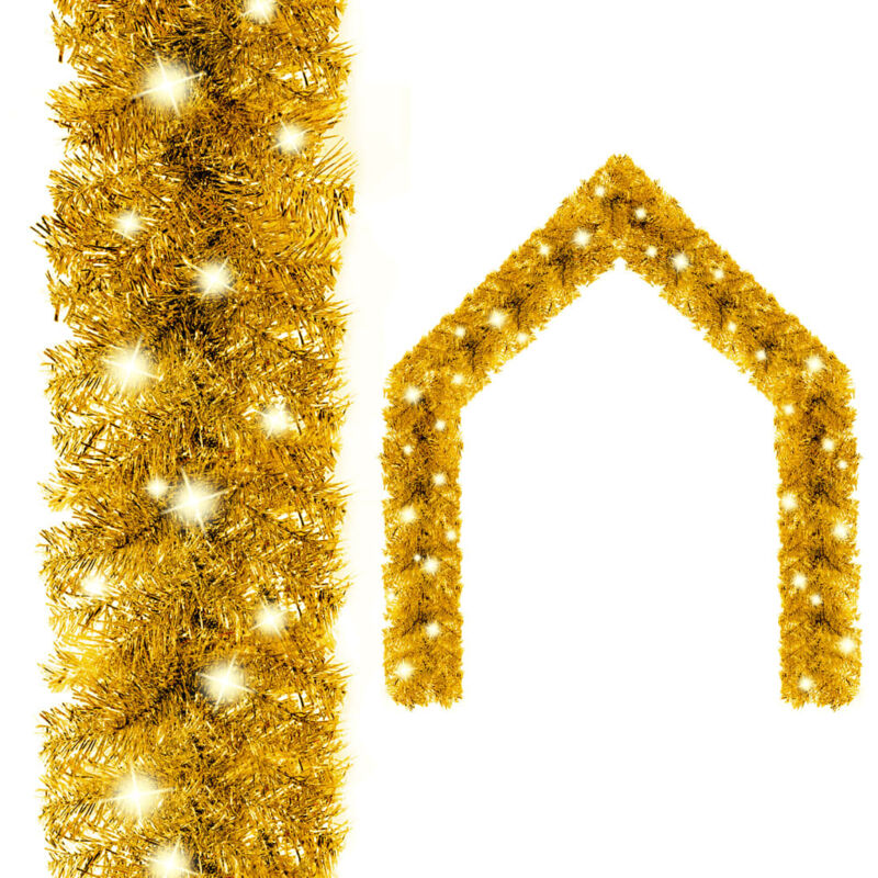 Christmas Garland With Led Lights 5 M Gold Vidaxl