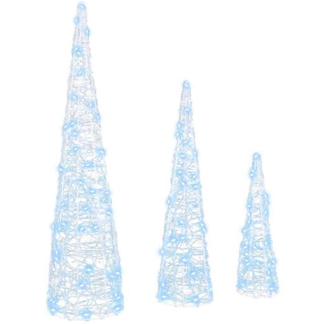 vidaXL  Christmas Tree  3 pcs Cold white 20 x 20 x 80 cm Acrylic