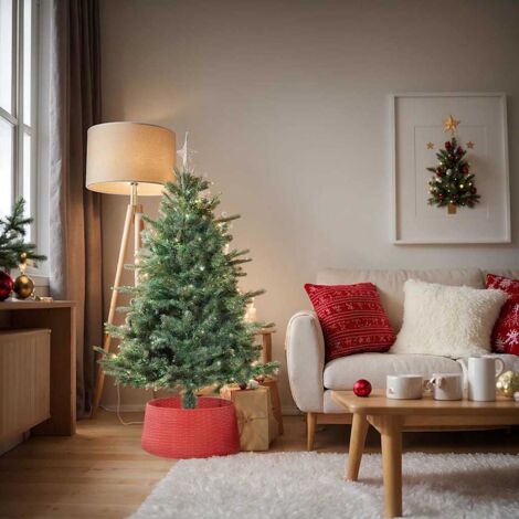 vidaXL Christmas Tree Skirt Red Ø 65 x 24 cm Plastic