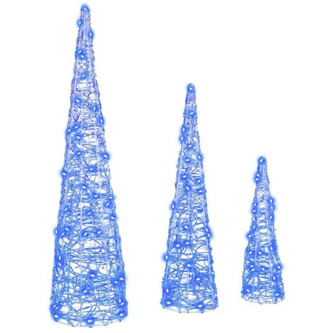 vidaXL  Christmas Tree  with 90 LEDs 3 pcs Blue 20 x 20 x 80 cm Acrylic