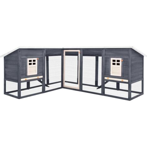 Vidaxl – Clapier d'extérieur en bois de pin massif – Dimensions 250 x 192 x 105 cm – Piste avec grillage en acier galvanisé – 2 maisons pour lapins