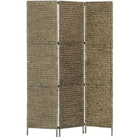 vidaXL Cloison de séparation 3 panneaux Brun 116x160 cm Jacinthe d'eau