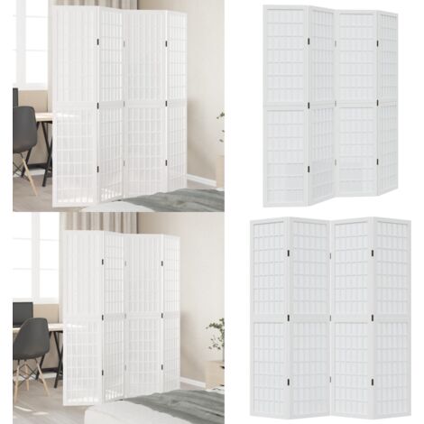 vidaXL Cloison de séparation 4 panneaux blanc bois de paulownia massif