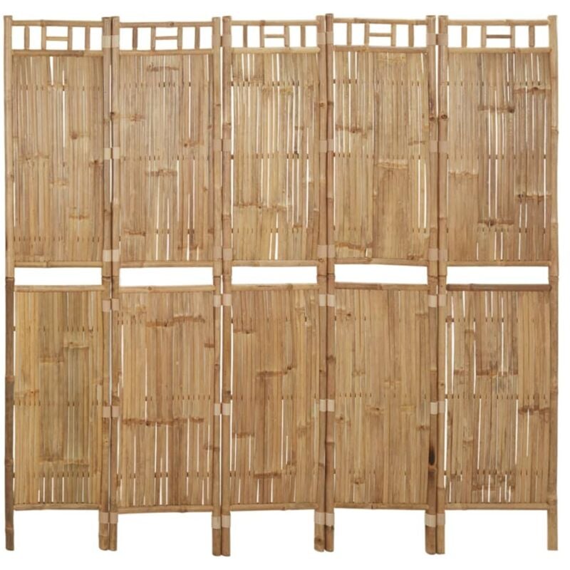 Cloison de séparation 5 panneaux Bambou 200x180 cm