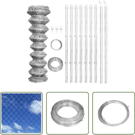 vidaXL Clôture anti-intrusion -  Clôture à mailles avec poteaux Acier galvanisé 15x1 m Argenté