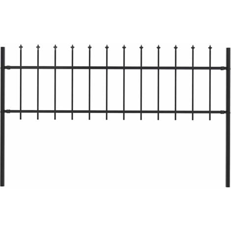 vidaXL Clôture de jardin avec dessus en lance Acier 1,8 m Noir