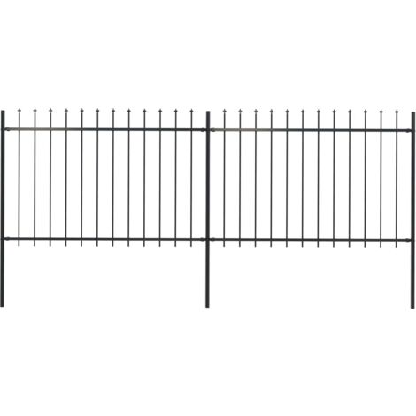 Vidaxl – Clôture en acier enduit de poudre 3,4x1,2 m – Hauteur 120 cm – Avec pointes de lance – 2 panneaux et 3 poteaux inclus
