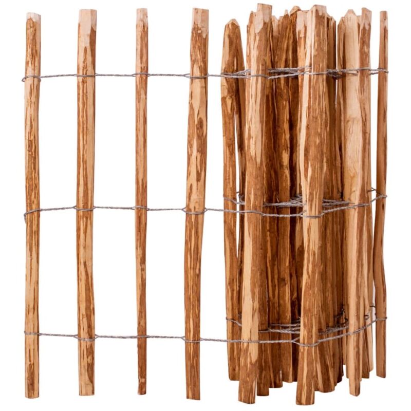 Clôture à piquets Bois de noisetier 90x500 cm Vidaxl Marron