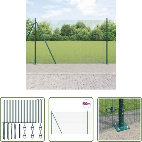 vidaXL Clôture moderne -  Poteau de clôture. Vert 50 x 1,4 m (16 x 16 mm grillage)