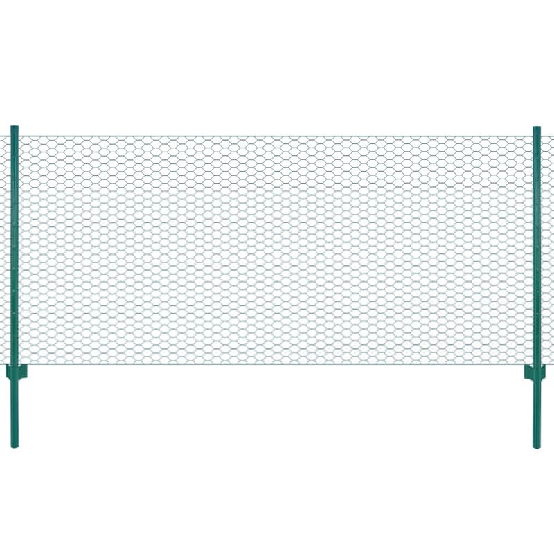 Cl?ture en grillage m¨¦tallique avec poteaux Acier 25x1 m Vert - Vidaxl
