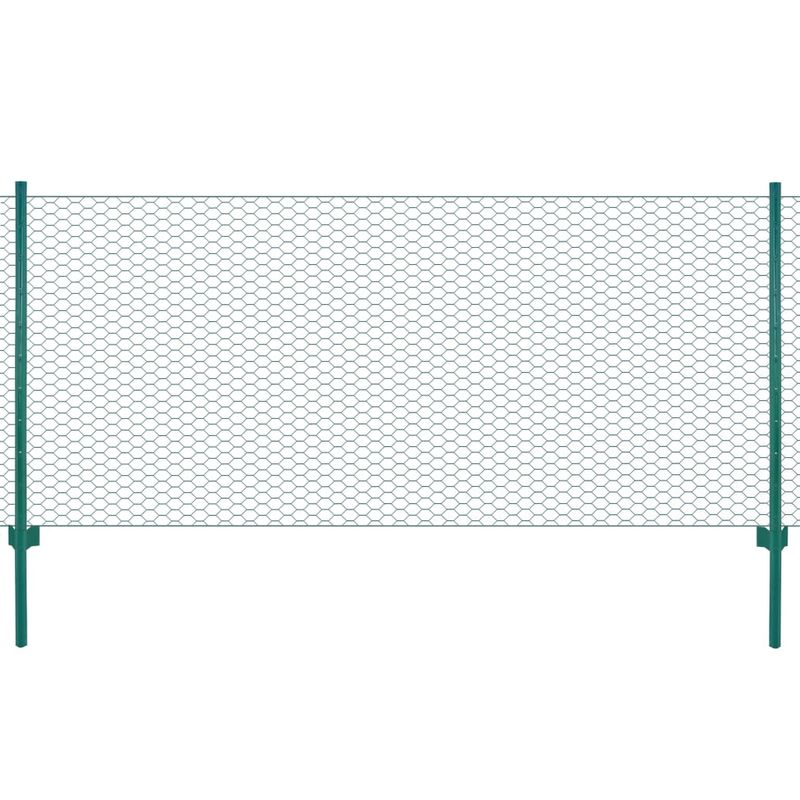 vidaXL Cl?ture en grillage m¨¦tallique avec poteaux Acier 25x1 m Vert