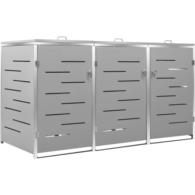 

Cobertizo contenedor de basura triple acero inox 207x77,5x115cm - Gris - Vidaxl