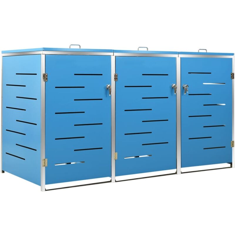 

Cobertizo contenedor de basura triple acero inox 207x77,5x115cm - Azul - Vidaxl