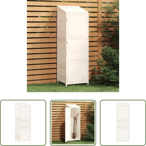 vidaXL Cobertizo de jardín de abeto -  Cobertizo de jardín madera maciza de abeto blanco 55x52x174,5cm