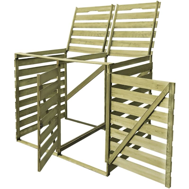 

vidaXL Cobertizo doble contenedor de basura madera impregnada 240 L - Verde