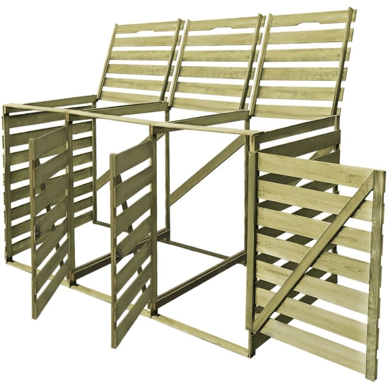 

Cobertizo triple de contenedor de basura madera impregnada 240L - Verde - Vidaxl