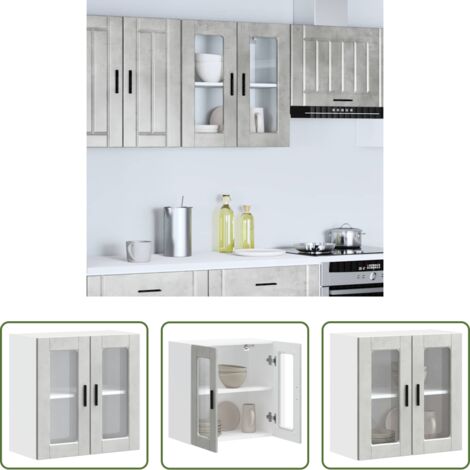 vidaXL Cocina -  Armario de pared para cocina puerta cristal Porto gris hormigón