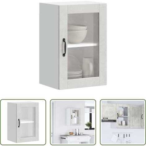 vidaXL Cocina -  Armario de pared para cocina puerta cristal Porto gris hormigón