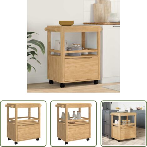vidaXL Cocina funcional - Carro de Cocina FLORO Marrón cera 72,5 x 45 x 80 cm