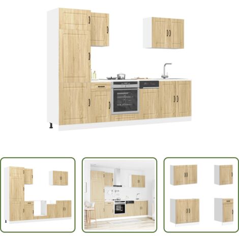 vidaXL Cocina moderna -  Mueble cocina Kalmar roble sonoma 7 pzas madera contrachapada