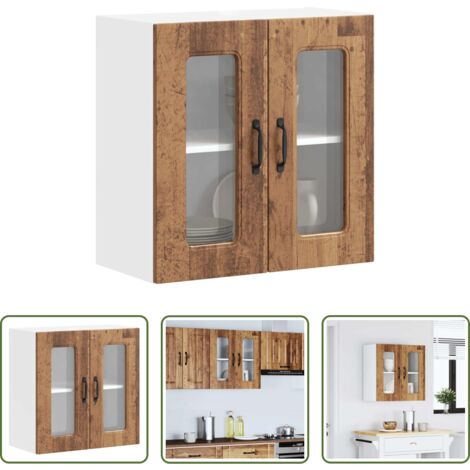 vidaXL Cocina organizada -  Armario de cocina de pared con puerta de cristal "Kalmar" de, madera de ingeniería envejecida