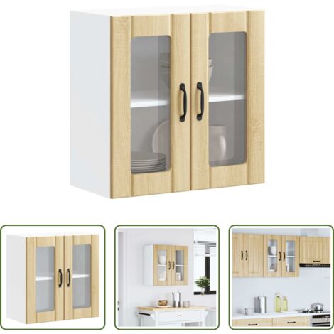 vidaXL Cocina organizada -  Armario de cocina de pared con puerta de cristal "Lucca" de, roble Sonoma, madera de ingeniería