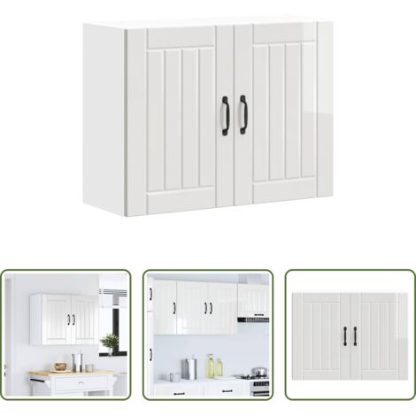 vidaXL Cocina organizada -  Armario de pared de cocina Lucca blanca de alto brillo