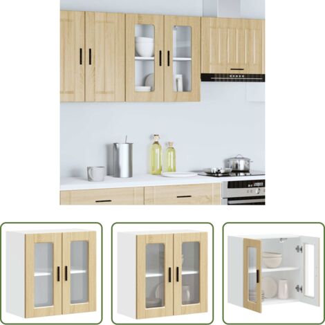 vidaXL Cocina organizada -  Armario de pared para cocina puerta cristal Porto roble sonoma