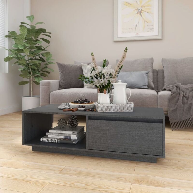 Vidaxl - Coffee Table Grey 110x50x33.5 cm Solid Pinewood Grey