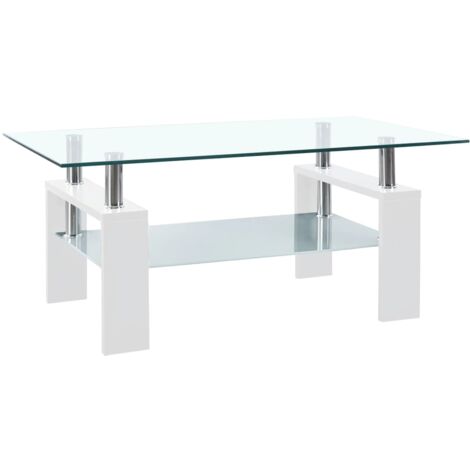 main image of "vidaXL Coffee Table Black and Transparent 95x55x40 cm Tempered Glass - Black"