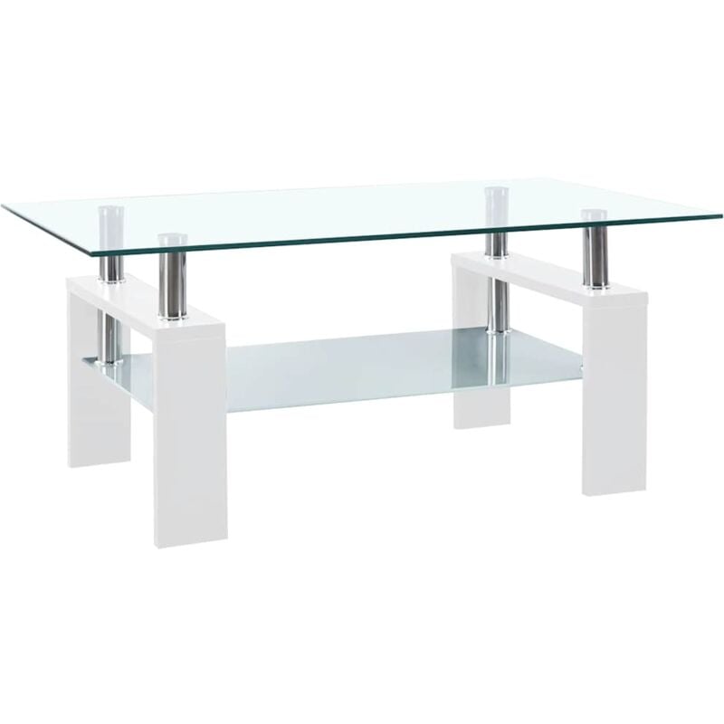 Vidaxl - Coffee Table White And Transparent 95X55x40 Cm Tempered Glass White