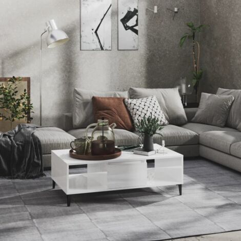vidaXL Coffee Table High Gloss White 103,5x60x35 cm Engineered Wood