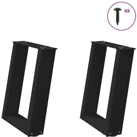 vidaXL Coffee Table Legs U-Shaped 2 pcs Black 28x(42-43) cm Steel