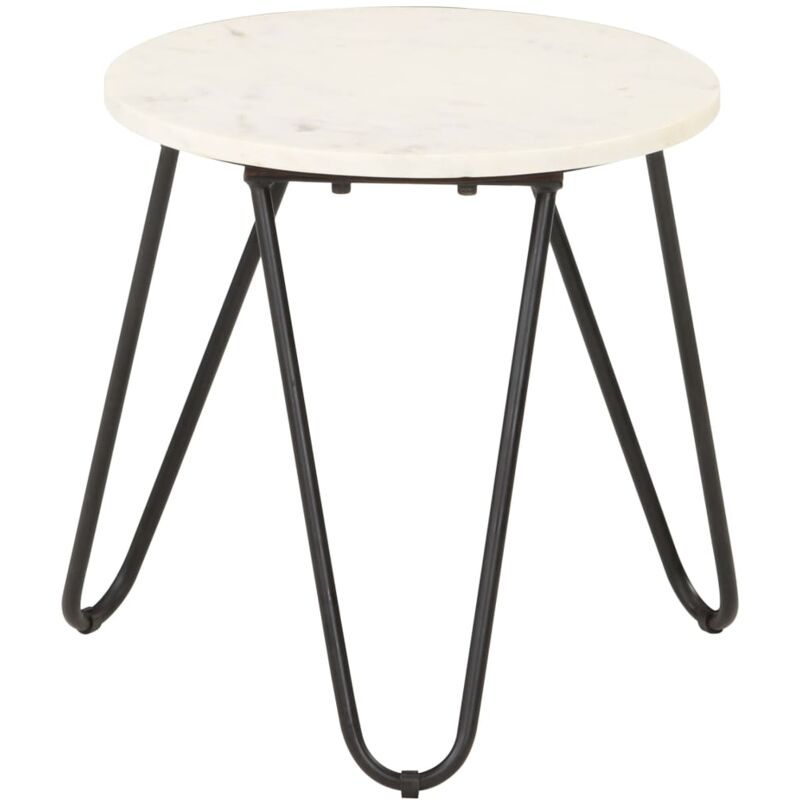 Coffee Table White 40x40x40 Cm Real Stone With Marble Texture Vidaxl