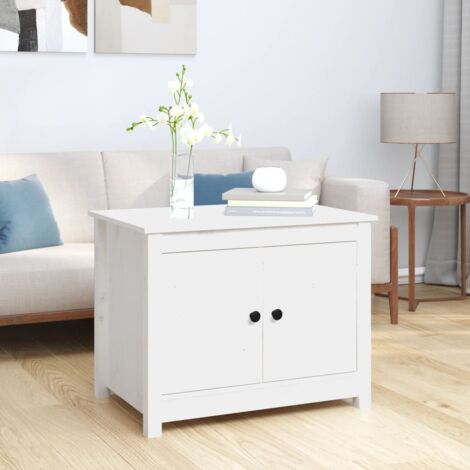 vidaXL Coffee Table White 71x49x55 cm Solid Wood Pine