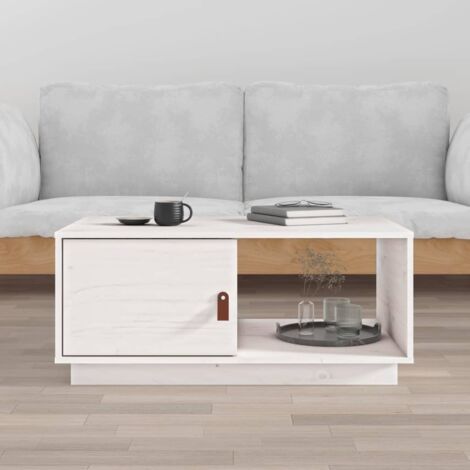 vidaXL Coffee Table White 80x50x35,5 cm Solid Wood Pine