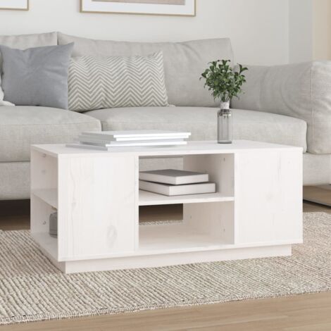 vidaXL Coffee Table White 90x49x40,5 cm Solid Wood Pine