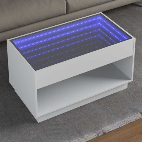 vidaXL Coffee Table with Infinity LED White 90x50x50 cm