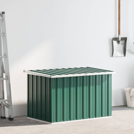 Vidaxl – Coffre de jardin en acier galvanisé vert 109x67x65 cm – Ouverture facile avec couvercle à charnière – Pour rangement extérieur durable