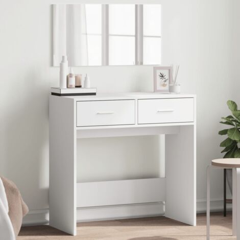 Vidaxl – Coiffeuse avec miroir blanc 80x39x80 cm – Bois d'ingénierie résistant à l'humidité – Grand espace de rangement pour maquillage et bijoux