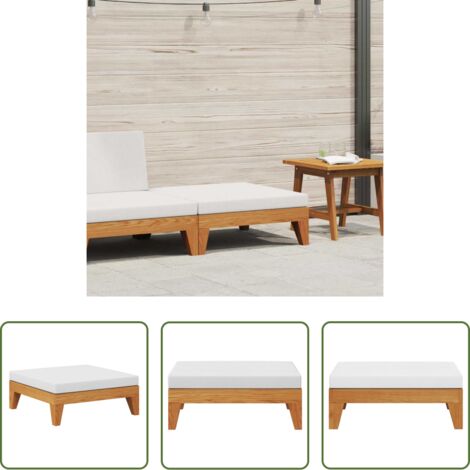 vidaXL Cojín de asiento -  Reposapiés modular y cojín crema madera maciza de acacia
